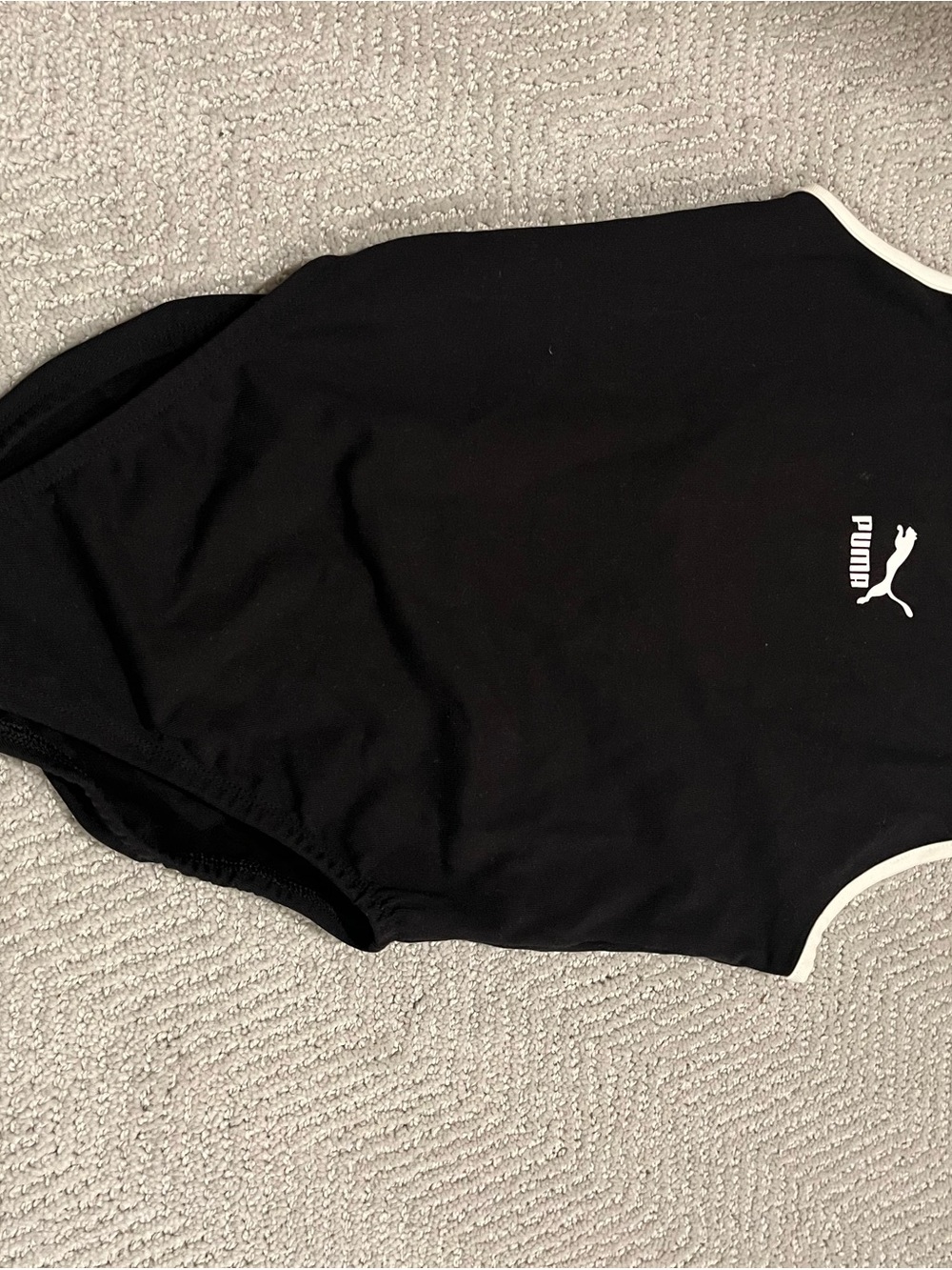 Puma Black Bodysuit with White Trim and Logo